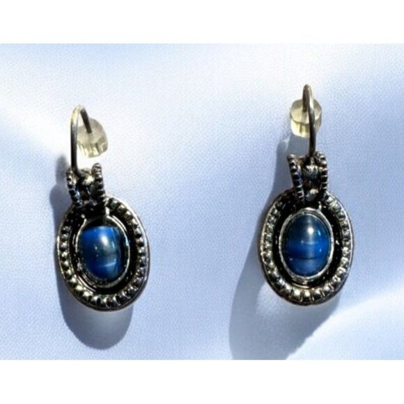 Liz Claiborne Silver-Tone Earrings With Blue Stone For Pierced Ears - Picture 6 of 14